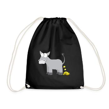 Kindermotiv Esel Tiershirt Geschenkidee Goldesel - Turnbeutel - Schwarz - Vorne