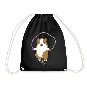 Kids hamster animal shirt rope jumping hamster - Drawstring Bag - black - Front