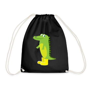 Enfant motif animal chemise vert crocodile idée cadeau - Sac de sport léger - noir - Devant
