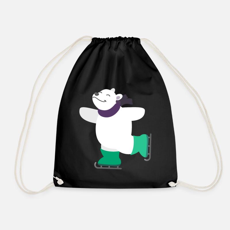 Kindermotiv Tiershirt Geschenkidee Eisbär auf Eis - Turnbeutel - Schwarz