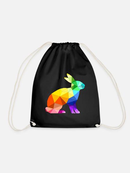 Polygon Hase Geschenk - Turnbeutel - Schwarz