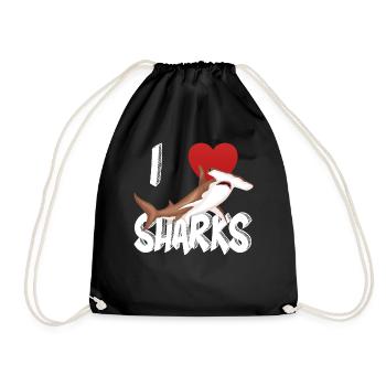 I Love Sharks Cute Novelty Week of the Shark Gift Idea For Shark Lovers Graphic Hammerhead Shark - Drawstring Bag - black - Front