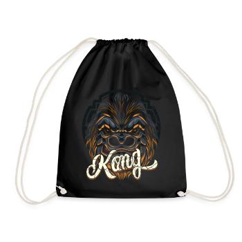 Gorilla Tier Dschungel Geschenk - Turnbeutel - Schwarz - Vorne
