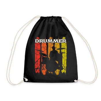 Musicien de batteur rétro vintage - Sac de sport léger - noir - Devant