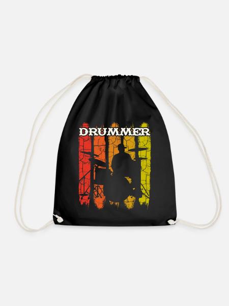 Vintage Retro Schlagzeuger Musiker - Turnbeutel - Schwarz