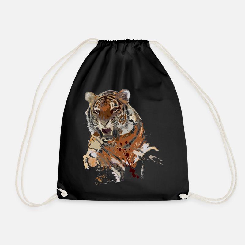tiger - Drawstring Bag - black