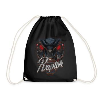 Cyborg Raptor Dinosaur Scifi - Drawstring Bag - black - Front