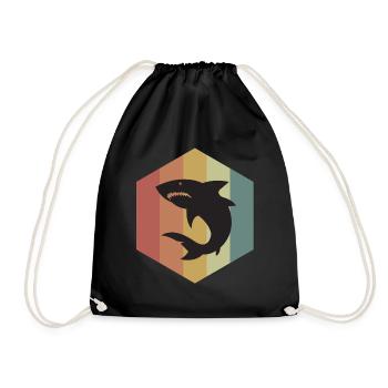 Shark sharks sea animal marine life - Drawstring Bag - black - Front