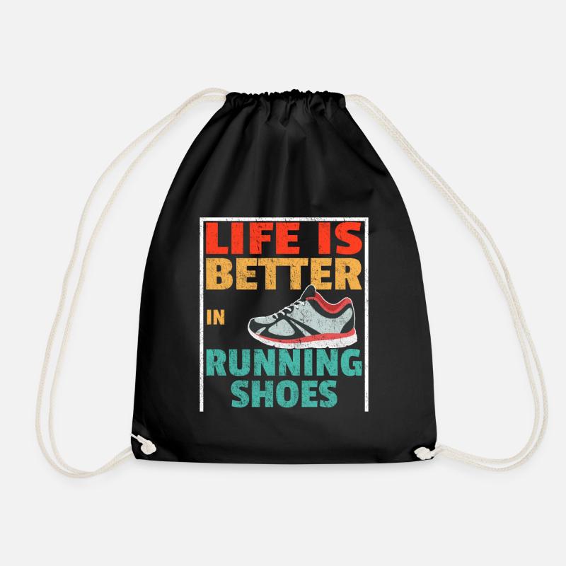 Sport Rennen Marathon sportlich Geschenk Fit - Turnbeutel - Schwarz