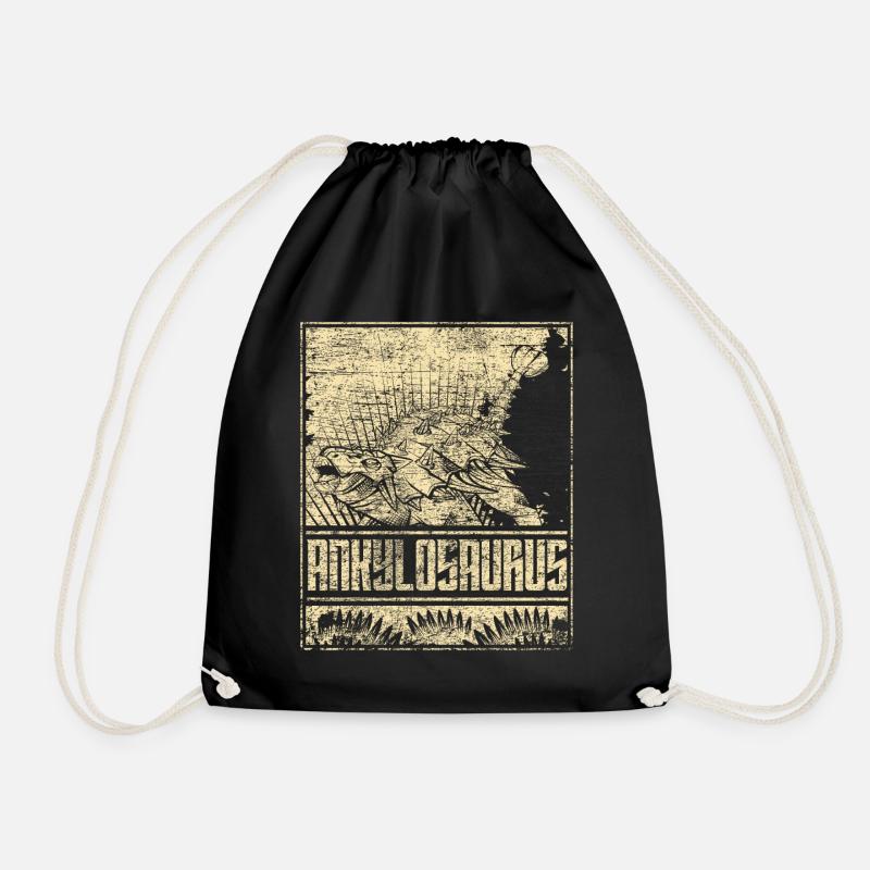 Ankylosaurus dinosaur Dinosaurs herbivores - Drawstring Bag - black