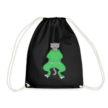 Cat disguise dinosaur - Drawstring Bag - black - Front