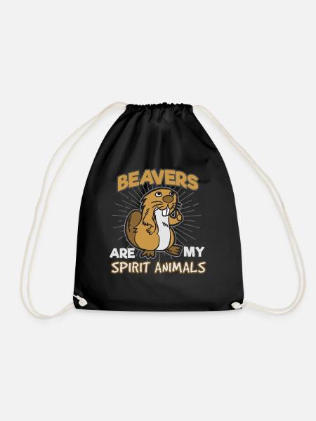 Beaver - Drawstring Bag - black