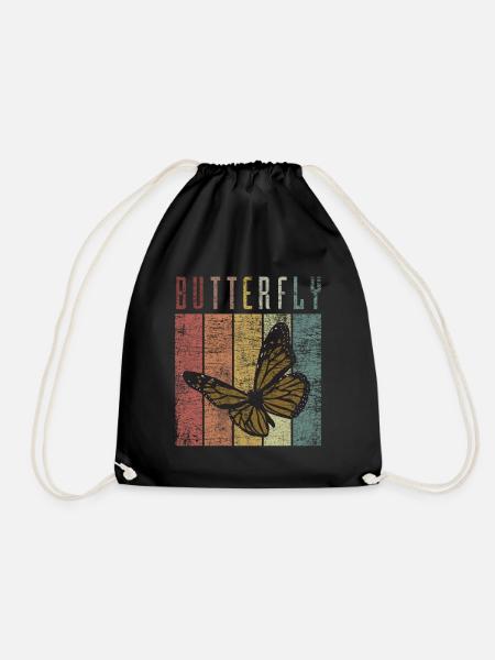 Retro Butterfly Schmetterling - Turnbeutel - Schwarz