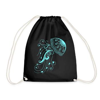 Qualle Meerestier Neon fisch Strand - Turnbeutel - Schwarz - Vorne