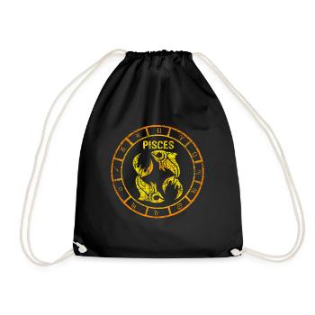 Cool Pisces zodiac signs - Drawstring Bag - black - Front