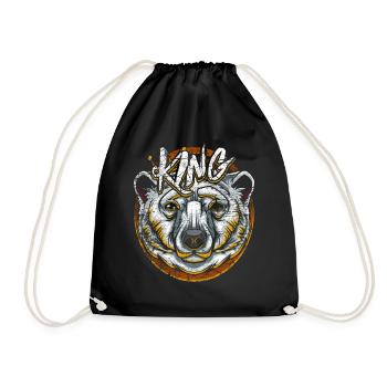 Polar bear polar bear king crown - Drawstring Bag - black - Front