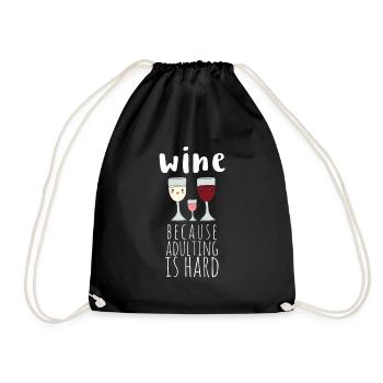 Wein Weinliebhaber Winzer Weinprobe Weinrebe - Turnbeutel - Schwarz - Vorne