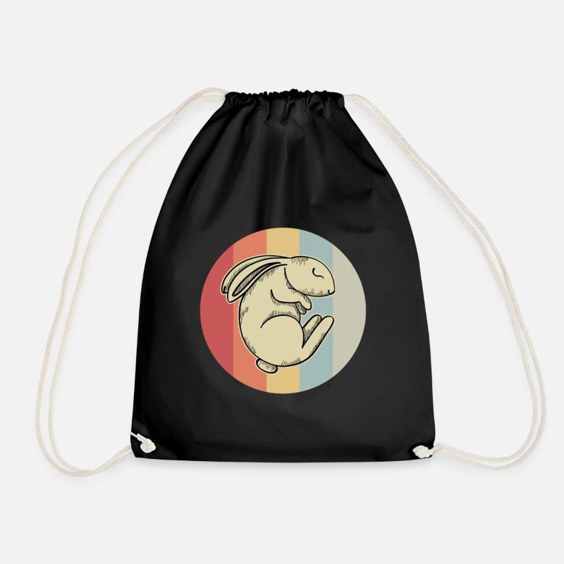 Hase Kaninchen Retro Vintage Geschenk - Turnbeutel - Schwarz