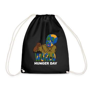 Welt hunger und Welt Nahrungstag Geschenkidee - Turnbeutel - Schwarz - Vorne