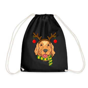 Golden Retriever Noël Renne Cornes Chien Noël - Sac de sport léger - noir - Devant