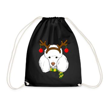 Caniche Noël Renne Cornes Chien Amant Noël - Sac de sport léger - noir - Devant