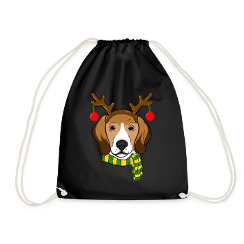 Beagle Noël Renne Cornes Chien Amant Noël - Sac de sport léger - noir - Devant