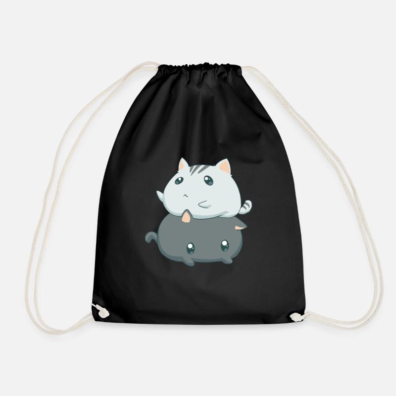 Katzen Kawaii - Turnbeutel - Schwarz