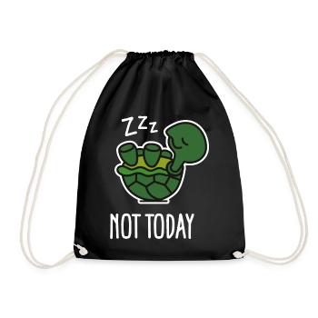 Not today - cute sleeping lazy turtle, baby - Drawstring Bag - black - Front