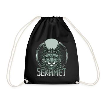 Goddess of war Sachmet Egyptian Egypt god - Drawstring Bag - black - Front