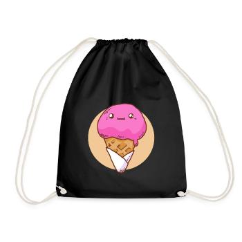 Soft ice cream Strawberry ice cream Sweet ice cream - Drawstring Bag - black - Front