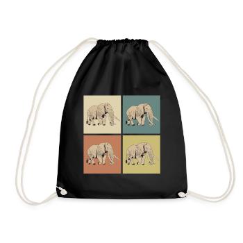 Éléphant pop art - Sac de sport léger - noir - Devant