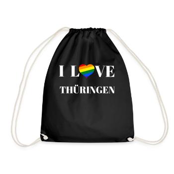 Thüringen - Geschenkidee - Turnbeutel - Schwarz - Vorne