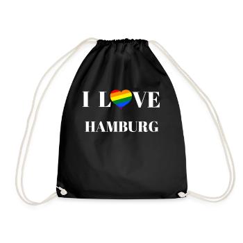 Hamburg - Geschenkidee - Turnbeutel - Schwarz - Vorne
