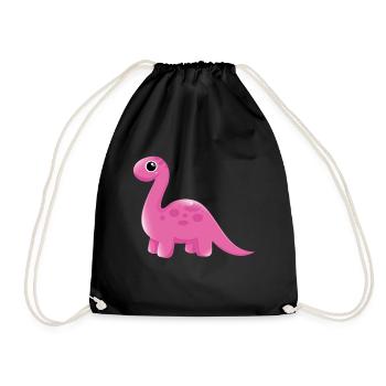 Pinkes Dino Cartoon Kuscheldino - Turnbeutel - Schwarz - Vorne