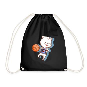 Basketball polar bear polar bear basketball player - Drawstring Bag - black - Front