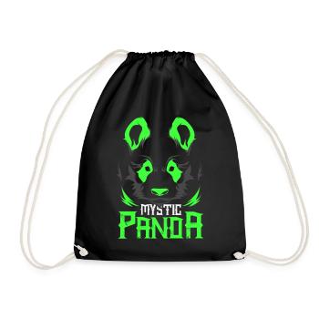 Panda Neon Disco Party Bambus China Geschenk Tier - Turnbeutel - Schwarz - Vorne