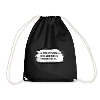 Spruch fies gemein schlechte Laune Geschenk Messer - Turnbeutel - Schwarz - Vorne