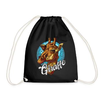 Steppe Giraffe Wild Animal Giraffe Wilderness Cloven Hoofed Animal - Drawstring Bag - black - Front