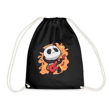 Cute Panda Rocker Panda Kawaii Pandas - Drawstring Bag - black - Front