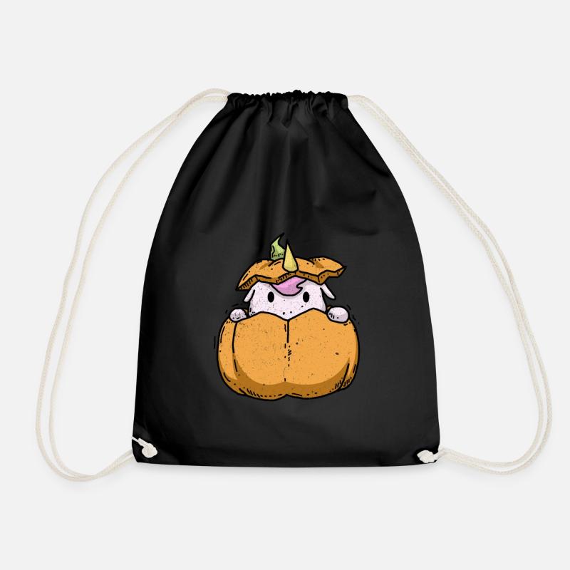 Niedliches Einhorn Halloween Kürbis Einhörner - Turnbeutel - Schwarz