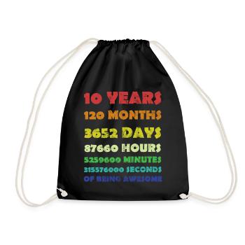 10 Jahre alt 10. Geburtstag Vintage Retro - Turnbeutel - Schwarz - Vorne