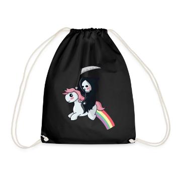 Sensenmann auf einem Einhorn - Turnbeutel - Schwarz - Vorne