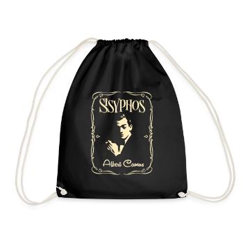 Philo shirt: Sisyphus. Alber Camus philosophy - Drawstring Bag - black - Front