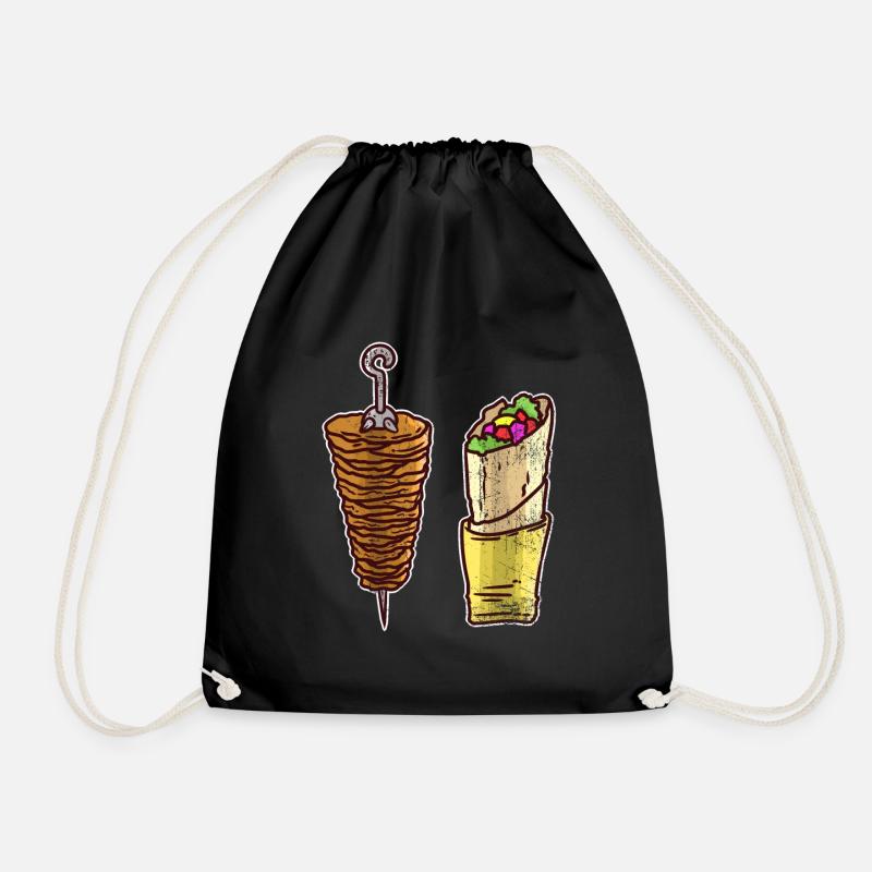 Doner kebab restaurant food gift - Drawstring Bag - black
