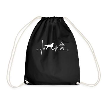 Heartbeat EKG Pulse Labrador Retriever Coffee - Drawstring Bag - black - Front