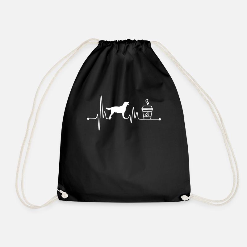 Herzschlag EKG Puls Labrador Retriever Kaffee - Turnbeutel - Schwarz