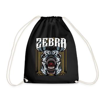 Zebra Zebrastreifen Zebrakopf Modern Trendy Pferd - Turnbeutel - Schwarz - Vorne
