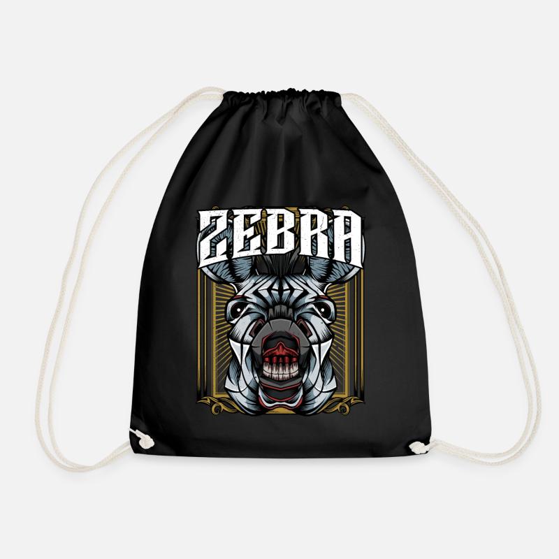 Zebra Zebrastreifen Zebrakopf Modern Trendy Pferd - Turnbeutel - Schwarz