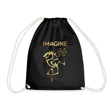 Imagine Fantasy Dragon Tattoo Style Design - Drawstring Bag - black - Front