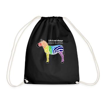 Colorful zebra rainbow. Positive saying Gift - Drawstring Bag - black - Front